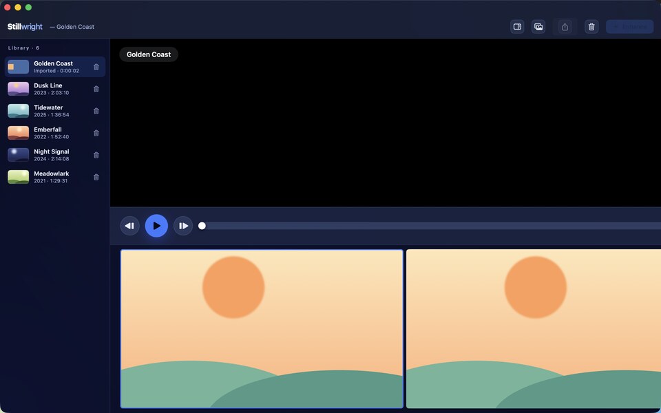 Stillwright workspace on Mac